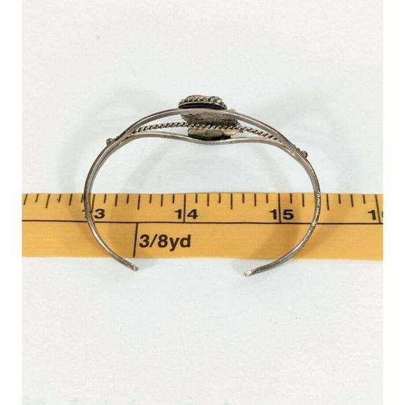 Southwestern Turquoise dual Stone Cuff Bracelet - Sterling Silver vintage - Picture 7 of 11